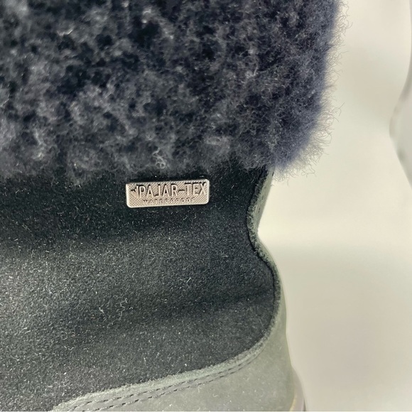 PAJAR Abbie Black Leather Cold Weather Fur Cuff Boots Size 7.5/ 38 - Picture 10 of 13